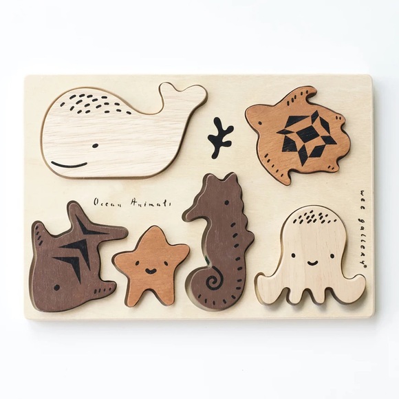 Wee Gallery Ocean Animals Wood Puzzle - Picture 1 of 5